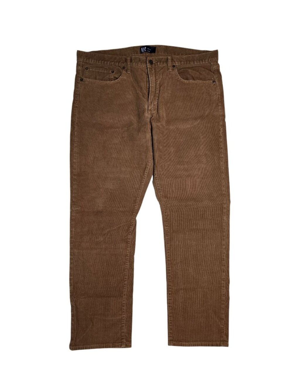 Gap Denim Mens Slim Fit Corduroy Pants 38x30 Brown 5 Pocket Narrow Wale Stretch